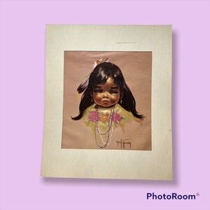 𝅺Vintage Navajo Native American Girl 70s Gerda Christoffersen Art Print